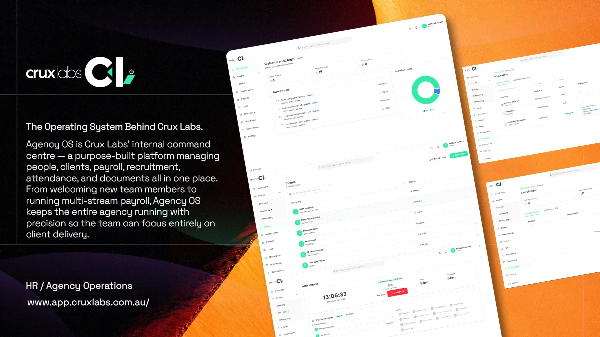 Agency OS operations and HR platform dashboard